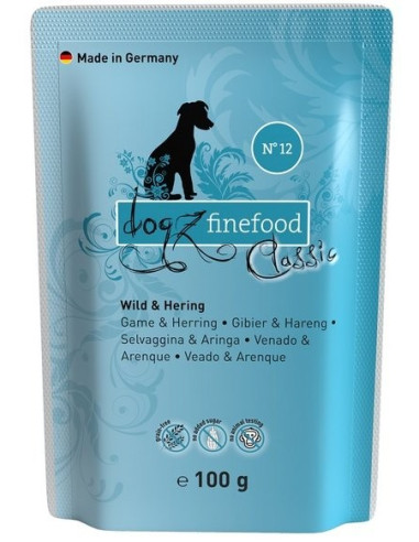 Dogz Finefood Classic N.12 Dziczyzna i śledź 100g