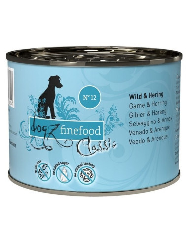 Dogz Finefood Classic N.12 Dziczyzna i śledź 200g