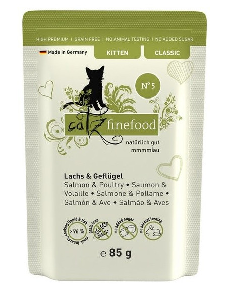 Catz Finefood Classic Kitten N.05 Łosoś i drób 85g