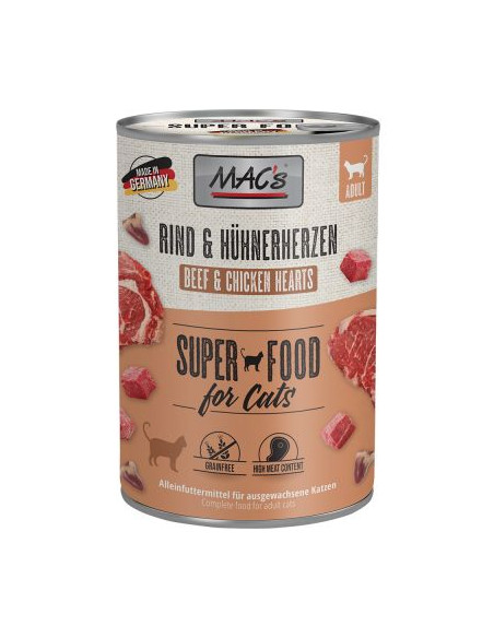 MAC's Cat Wołowina i kurze serca 400g