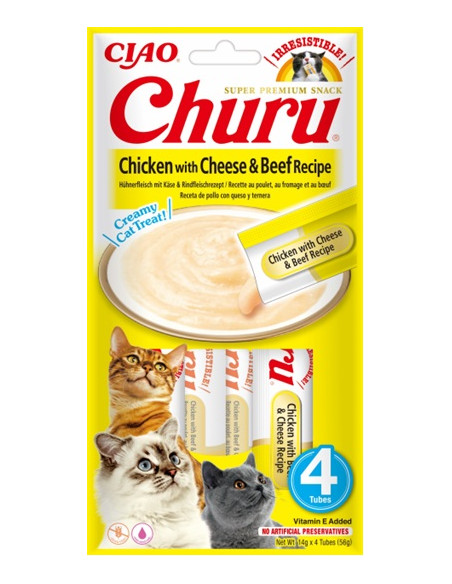 Inaba Ciao Churu - Kurczak, ser i wołowina 4x14g