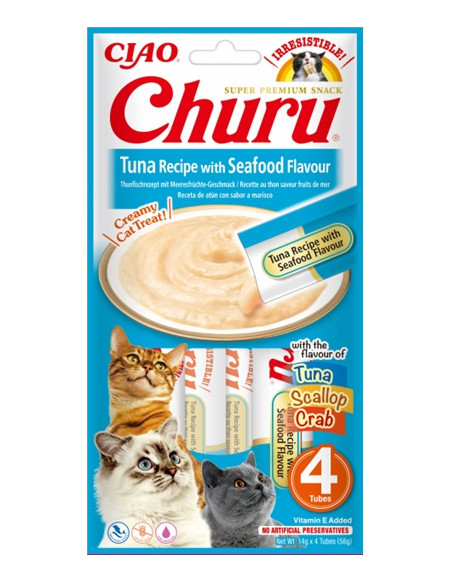 Inaba Ciao Churu - Tuńczyk i owoce morza 4x14g