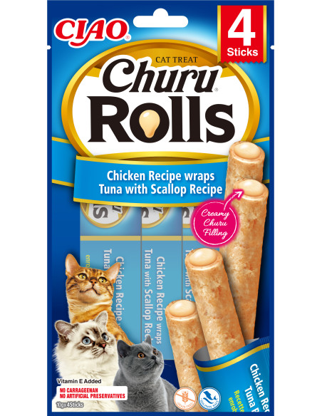 Inaba Ciao Churu Rolls dla kota - Kurczak, tuńczyk i przegrzebki