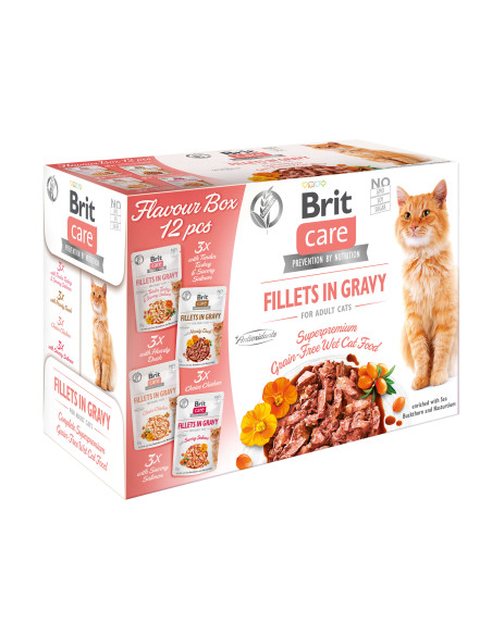 Brit Care Cat Fillets In Gravy Flavour Box filety w sosie Multipack 12x85g