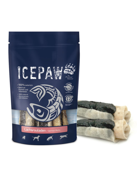 IcePaw Lachsrouladen 3 roladki do żucia dla psów 200g