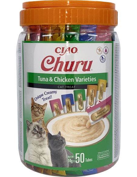 INABA Cat Churu Tuna & Chicken Varieties 50x14g - Wariacje z tuńczykiem i kurczakiem