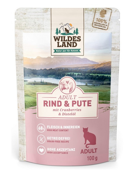 Wildes Land Cat Classic Adult Rind & Pute - Wołowina z indykiem 100g