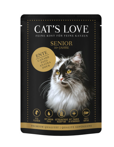 CAT’S LOVE Senior – Kaczka i indyk w naturalnej galaretce 85g