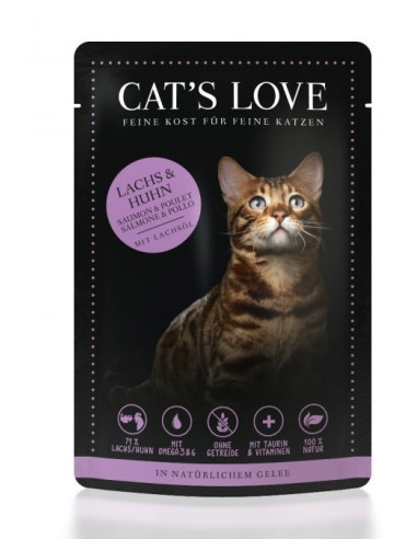 CAT’S LOVE – Łosoś i kurczak w naturalnej galaretce 85g