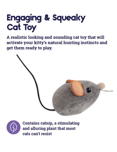 Petstages Squeak Squeak Mouse Plush Cat Toy -...
