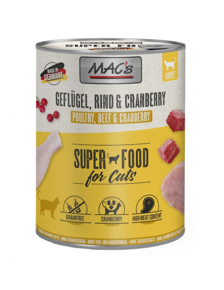 MAC's Cat Drób, wołowina z żurawiną 800g