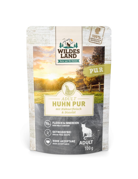 Wildes Land Cat Pur Huhn - Kurczak z olejem z krokosza 100g