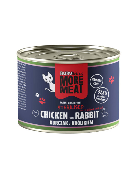 BUBAlicious More Meat Sterilised Kurczak Królik 185g