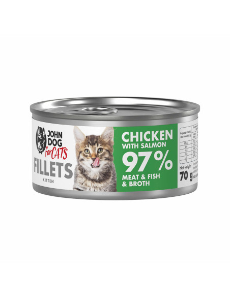 John Dog for Cats Kitten Filety - Kurczak z łososiem 70g