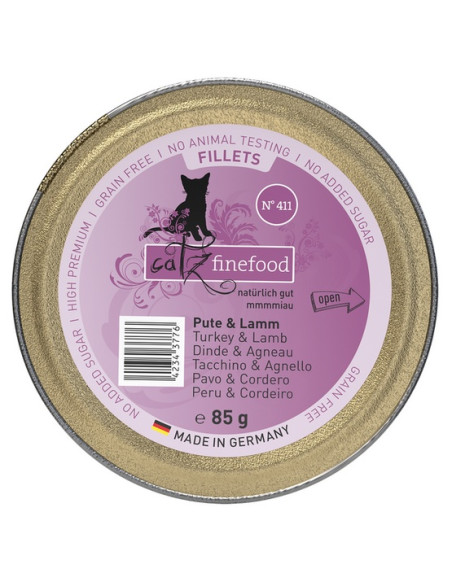 Catz Finefood Filety N.411 Indyk Kurczak Jagnięcina tacka 85g