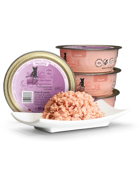 Catz Finefood Filety N.411 Indyk Kurczak Jagnięcina tacka 85g