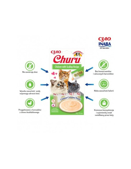 Inaba Ciao Churu dla kota - Kurczak i przegrzebki 4x14g