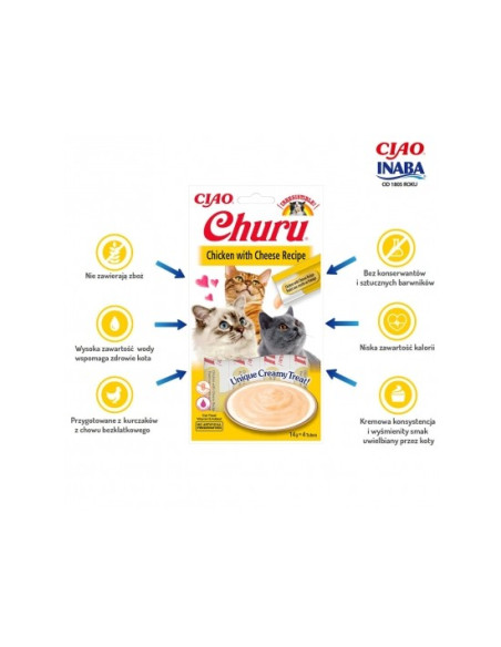 Inaba Ciao Churu dla kota - Kurczak i ser 4x14g