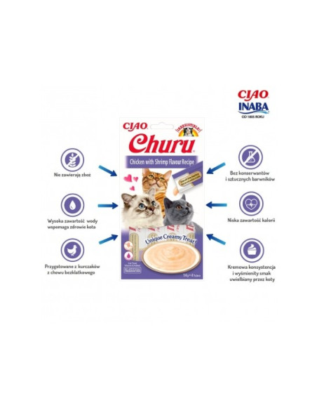 Inaba Ciao Churu dla kota - Kurczak i krewetki 4x14g