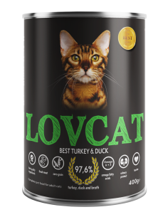 LOVCAT Best Turkey & Duck - Indyk z kaczką 400g 2